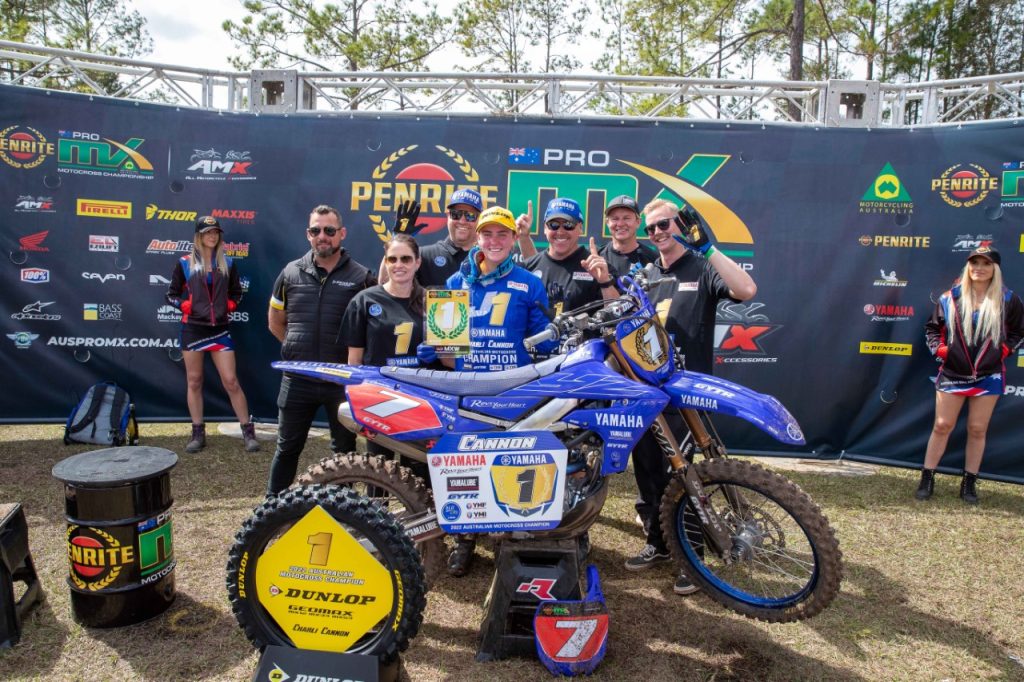 #7 Charli Cannon (Yamaha) at Round 8 ProMX Championship, Coolum in Coolum, Queensland.<br /> Shot for Foremost Media by Marc Jones Photography.<br /> Image Details<br /> Camera: Canon Canon EOS-1D X Mark II<br /> Lens: EF24-70mm f/2.8L II USM<br /> f 7.1<br /> 1/500 sec<br /> ISO 500<br /> Credit: Marc Jones<br /> Date: 21 August 2022