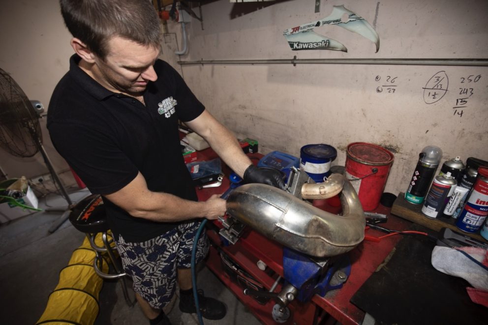 TECH HOW TO REMOVE EXHAUST DENTS Australasian Dirt Bike Magazine